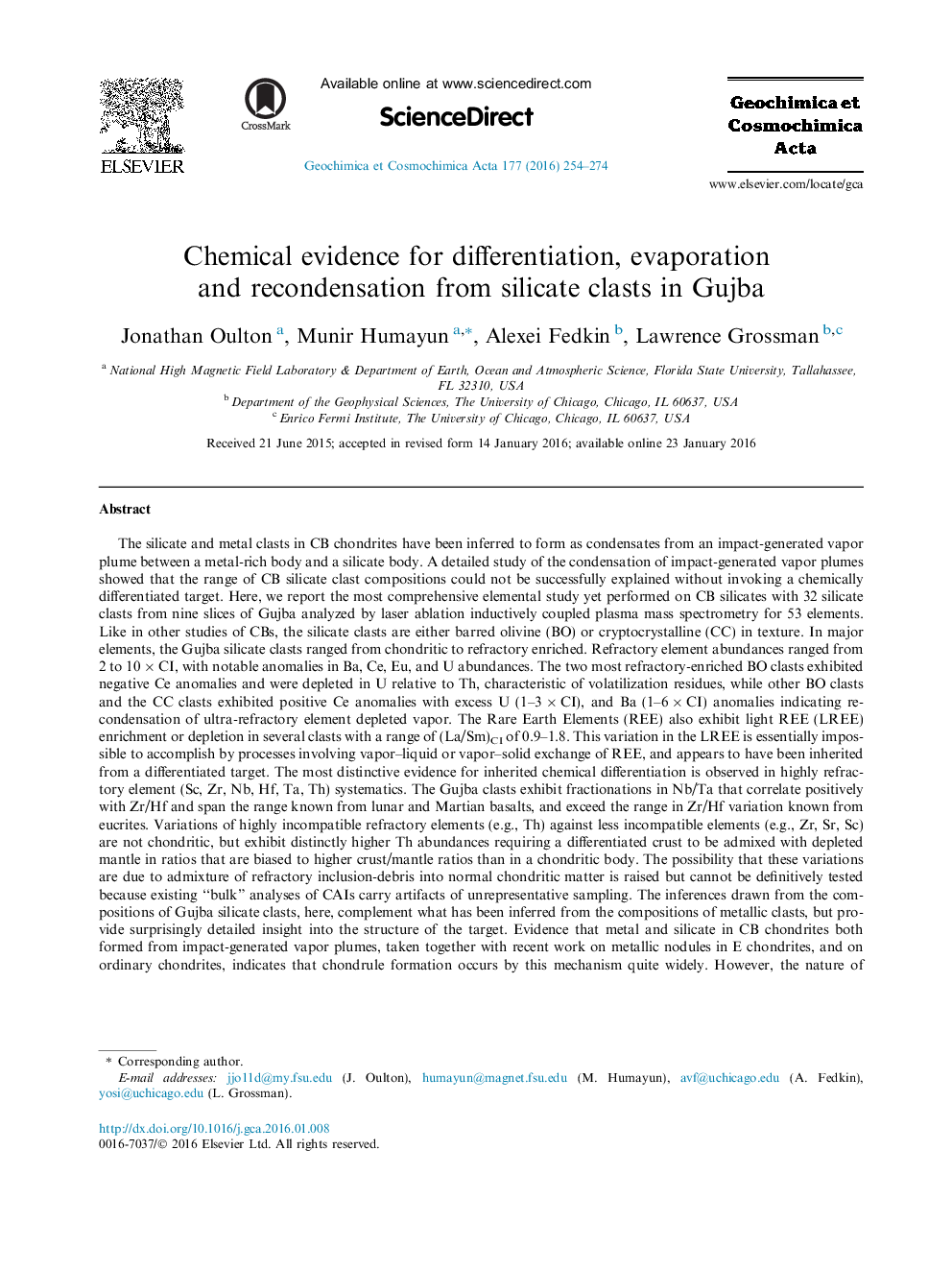 Chemical evidence for differentiation, evaporation and recondensation from silicate clasts in Gujba