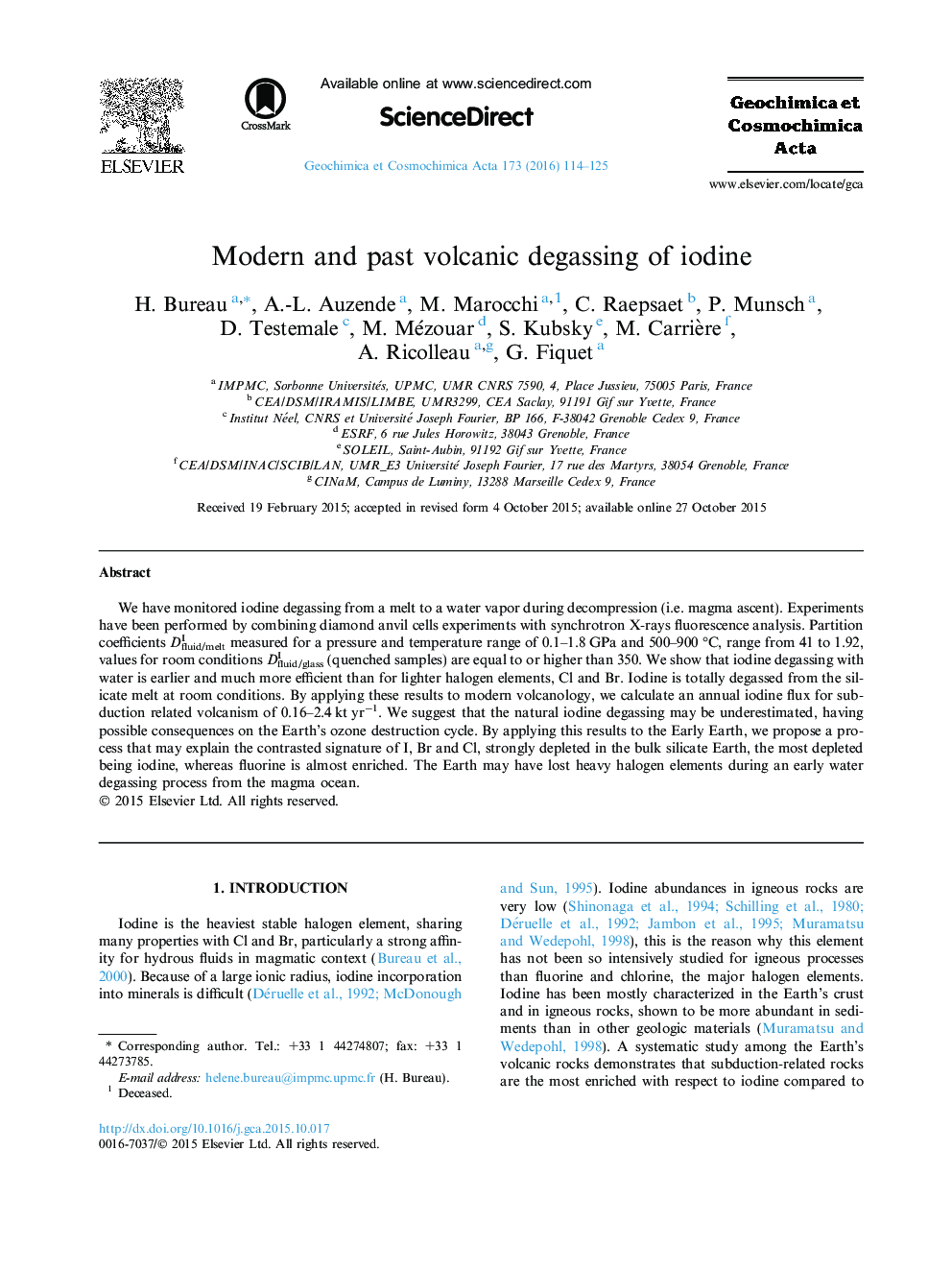 Modern and past volcanic degassing of iodine