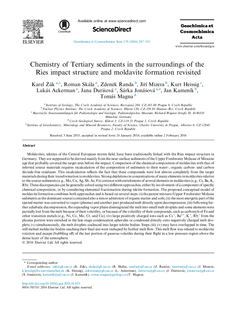 Chemistry of Tertiary sediments in the surroundings of the Ries impact structure and moldavite formation revisited