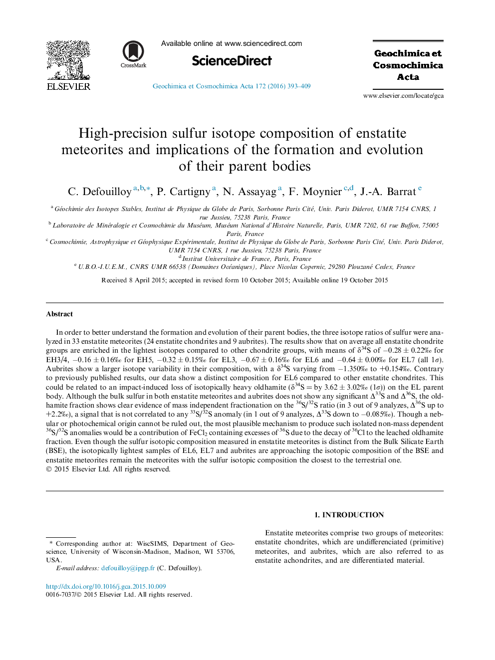 High-precision sulfur isotope composition of enstatite meteorites and implications of the formation and evolution of their parent bodies