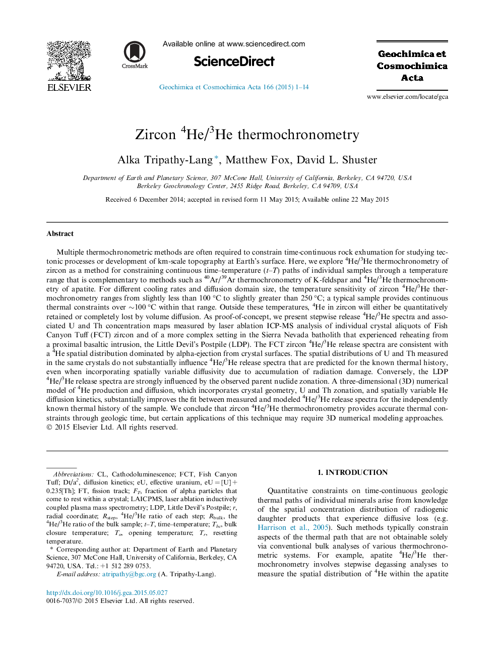 Zircon 4He/3He thermochronometry