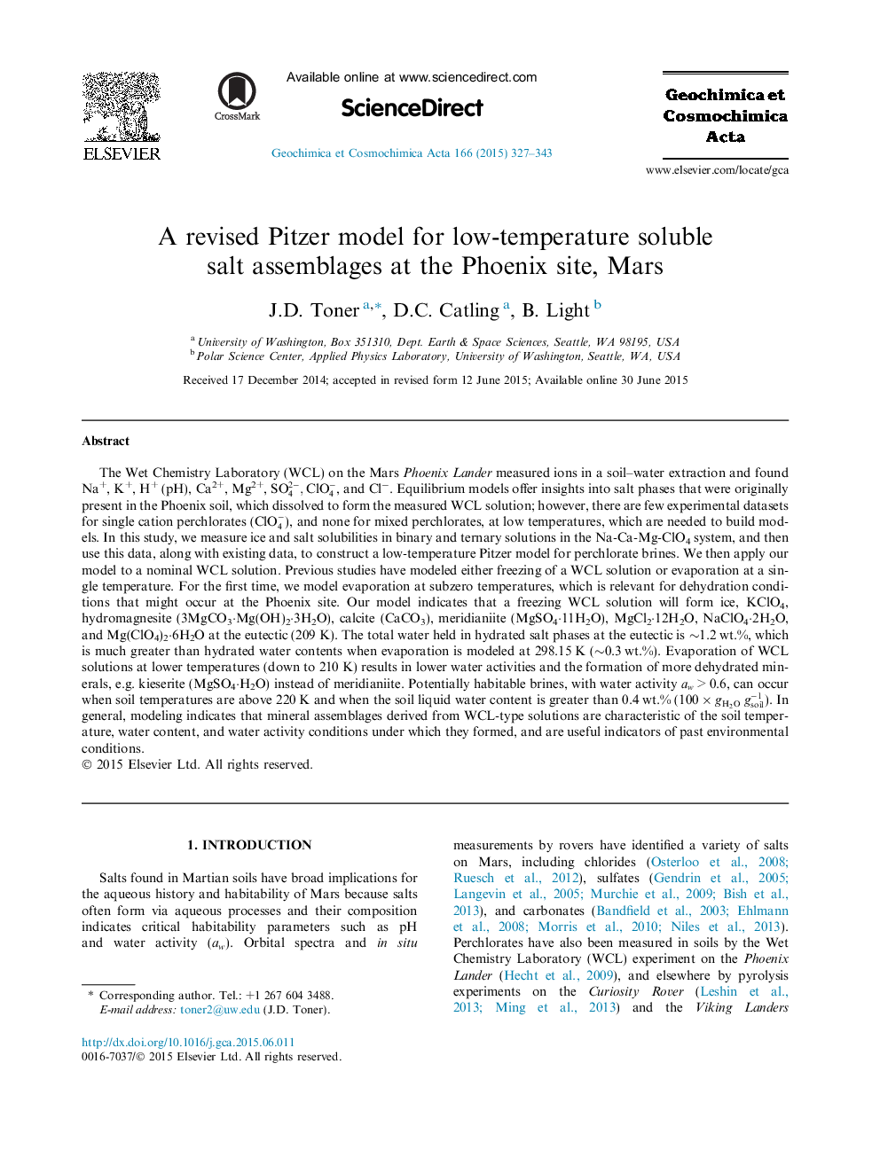 A revised Pitzer model for low-temperature soluble salt assemblages at the Phoenix site, Mars