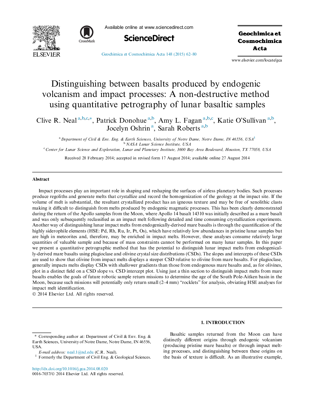 Distinguishing between basalts produced by endogenic volcanism and impact processes: A non-destructive method using quantitative petrography of lunar basaltic samples