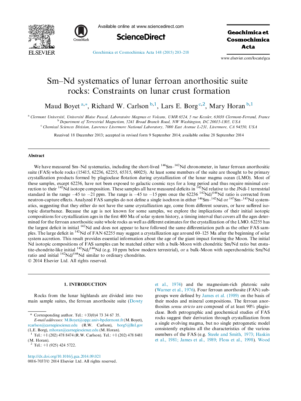 Sm-Nd systematics of lunar ferroan anorthositic suite rocks: Constraints on lunar crust formation