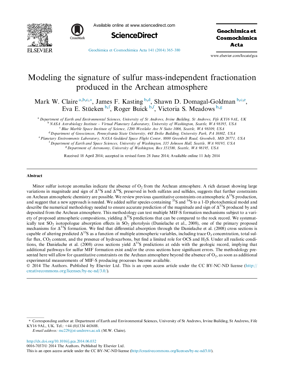 Modeling the signature of sulfur mass-independent fractionation produced in the Archean atmosphere