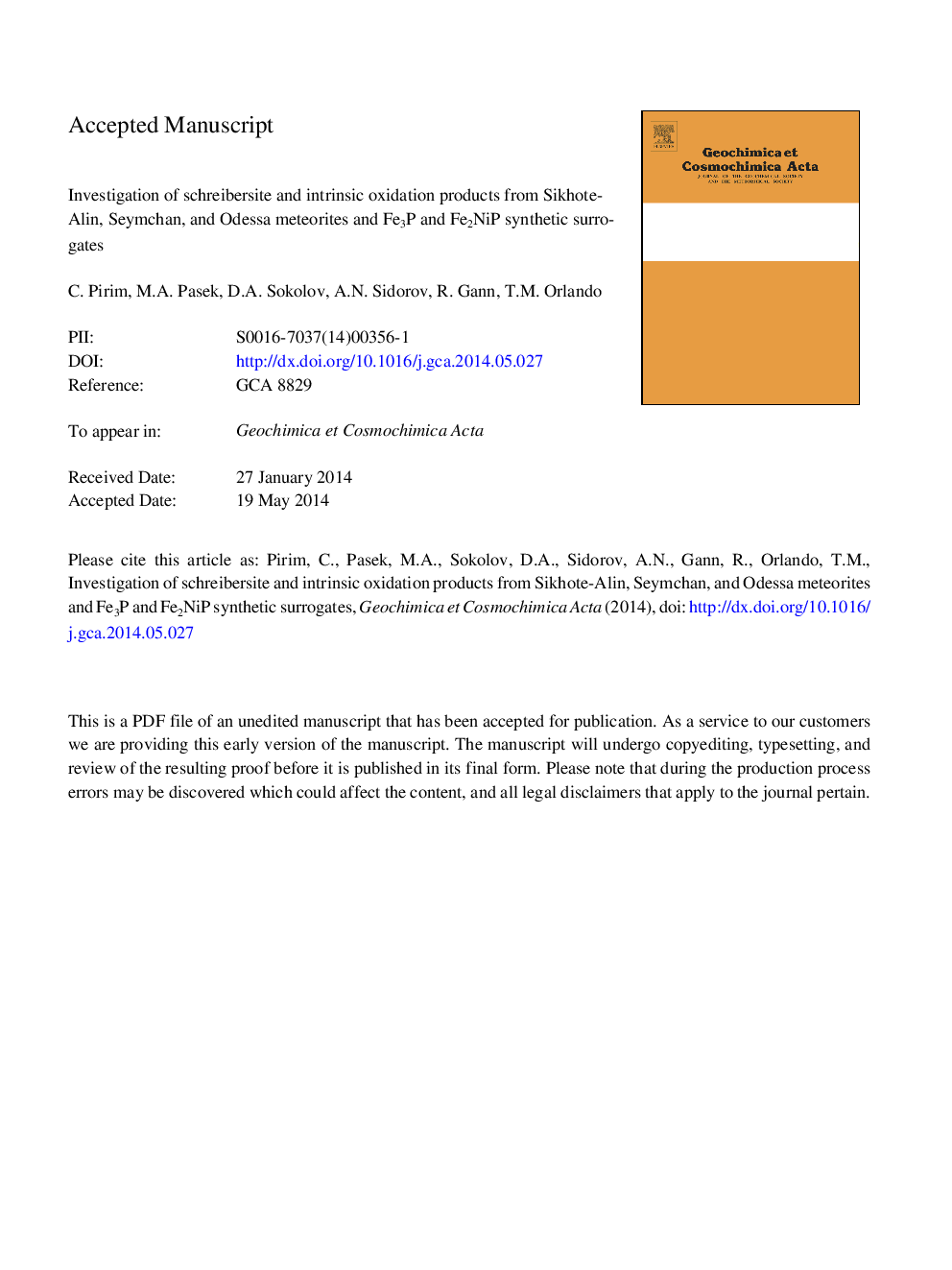 Investigation of schreibersite and intrinsic oxidation products from Sikhote-Alin, Seymchan, and Odessa meteorites and Fe3P and Fe2NiP synthetic surrogates