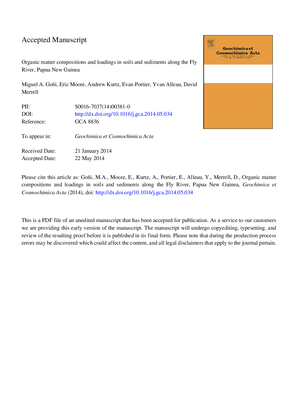 Organic matter compositions and loadings in soils and sediments along the Fly River, Papua New Guinea