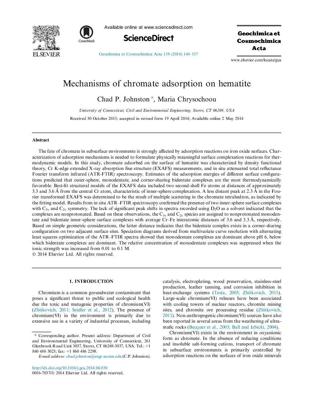 Mechanisms of chromate adsorption on hematite