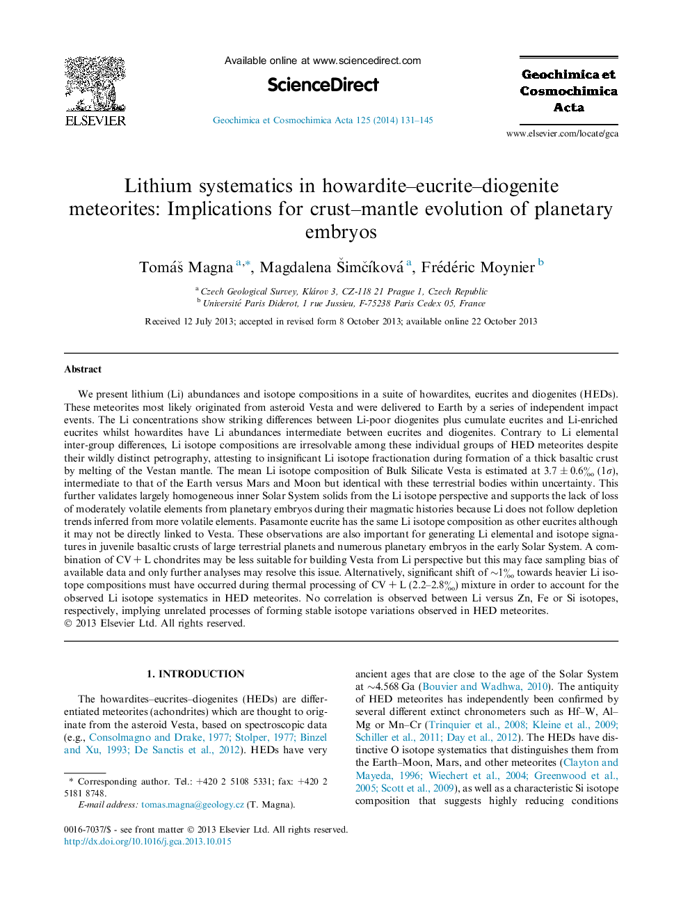 سیستماتیک لیتیوم در شهاب سنگ هاواردیت-اوکریت-دیوژنیت: پیامدهای تحول پوسته-گوشته از جنین های سیاره ای 