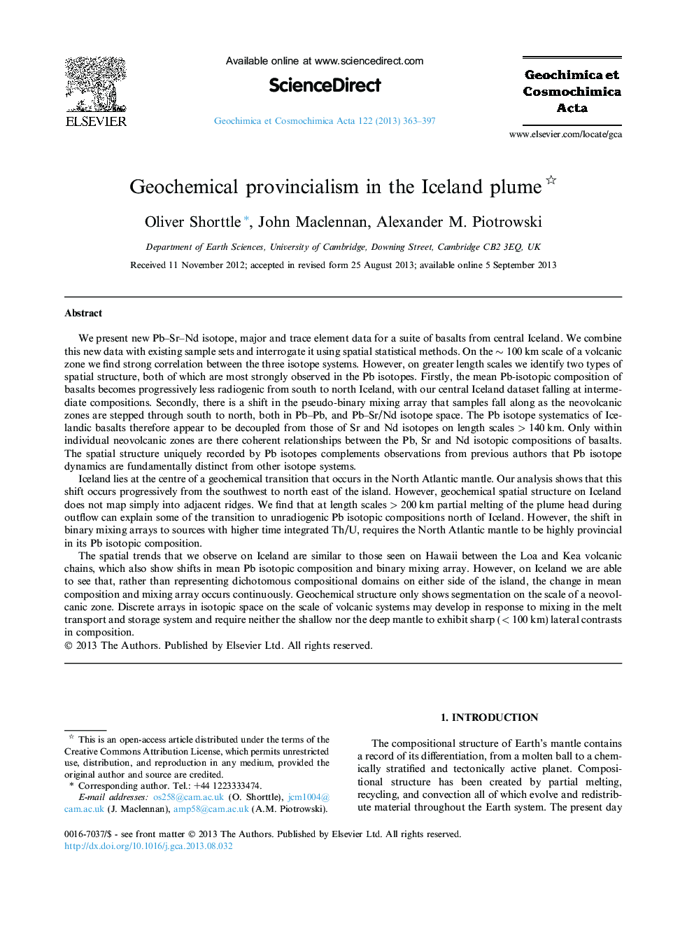 Geochemical provincialism in the Iceland plume