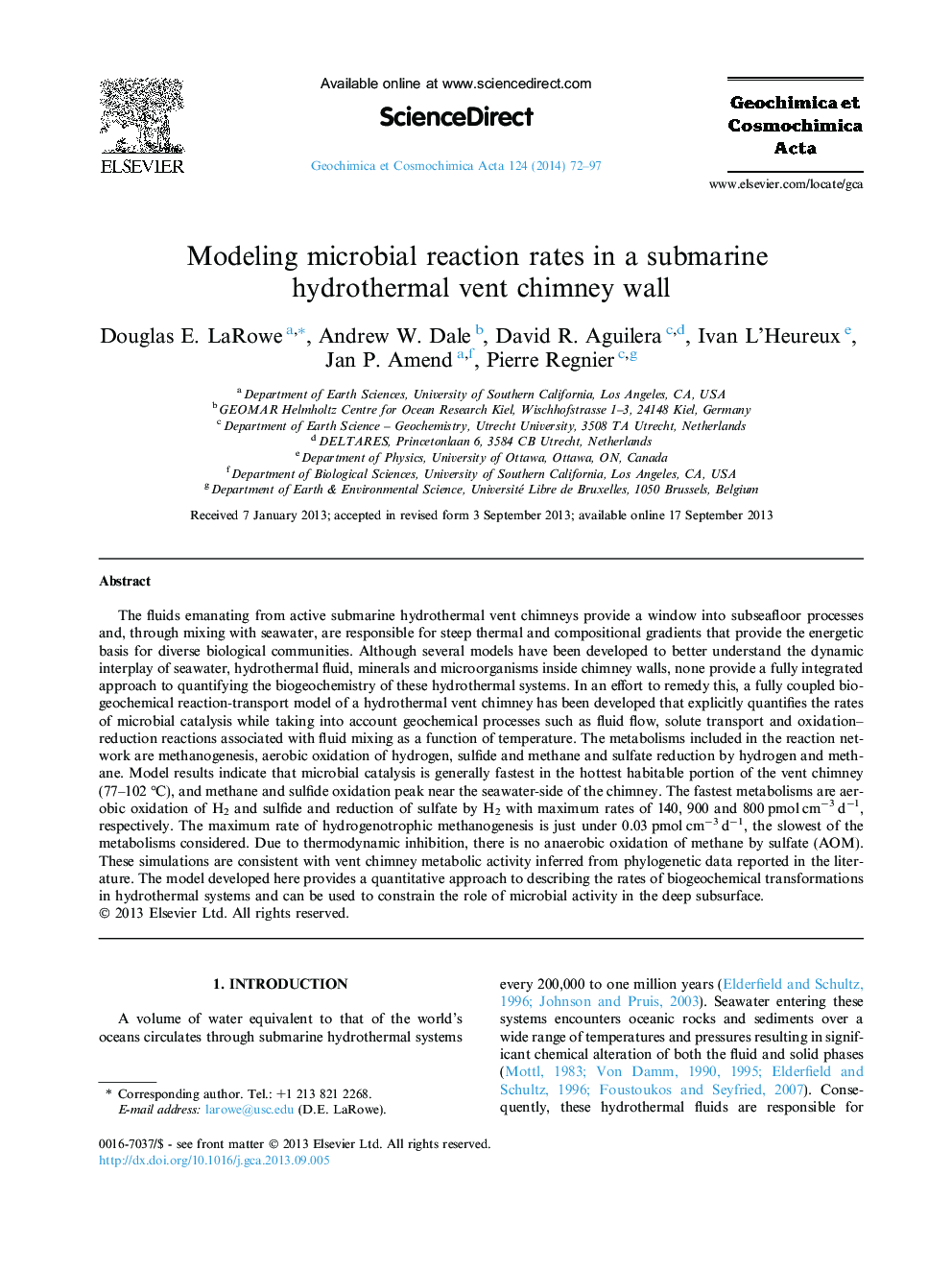 Modeling microbial reaction rates in a submarine hydrothermal vent chimney wall