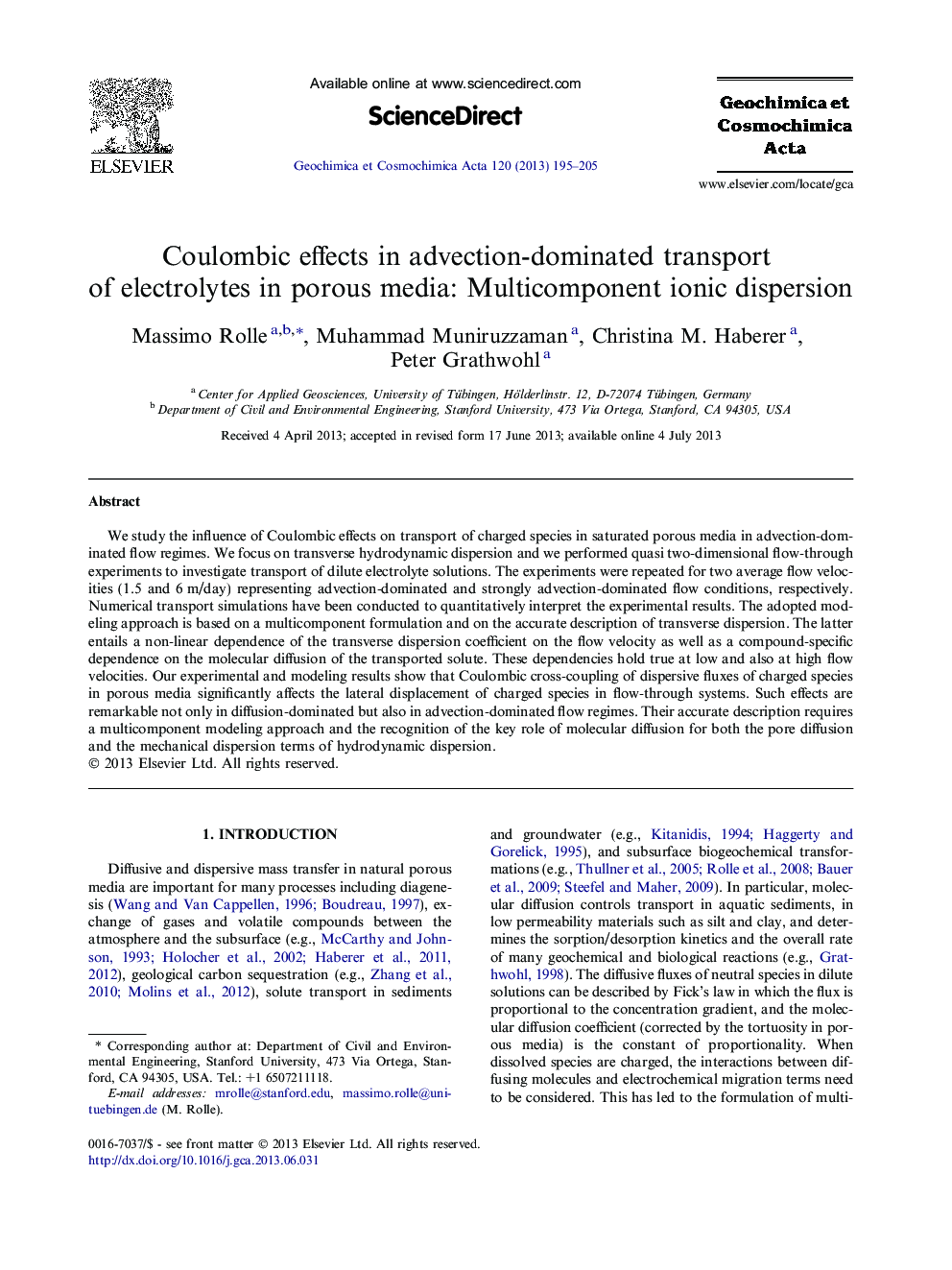 Coulombic effects in advection-dominated transport of electrolytes in porous media: Multicomponent ionic dispersion