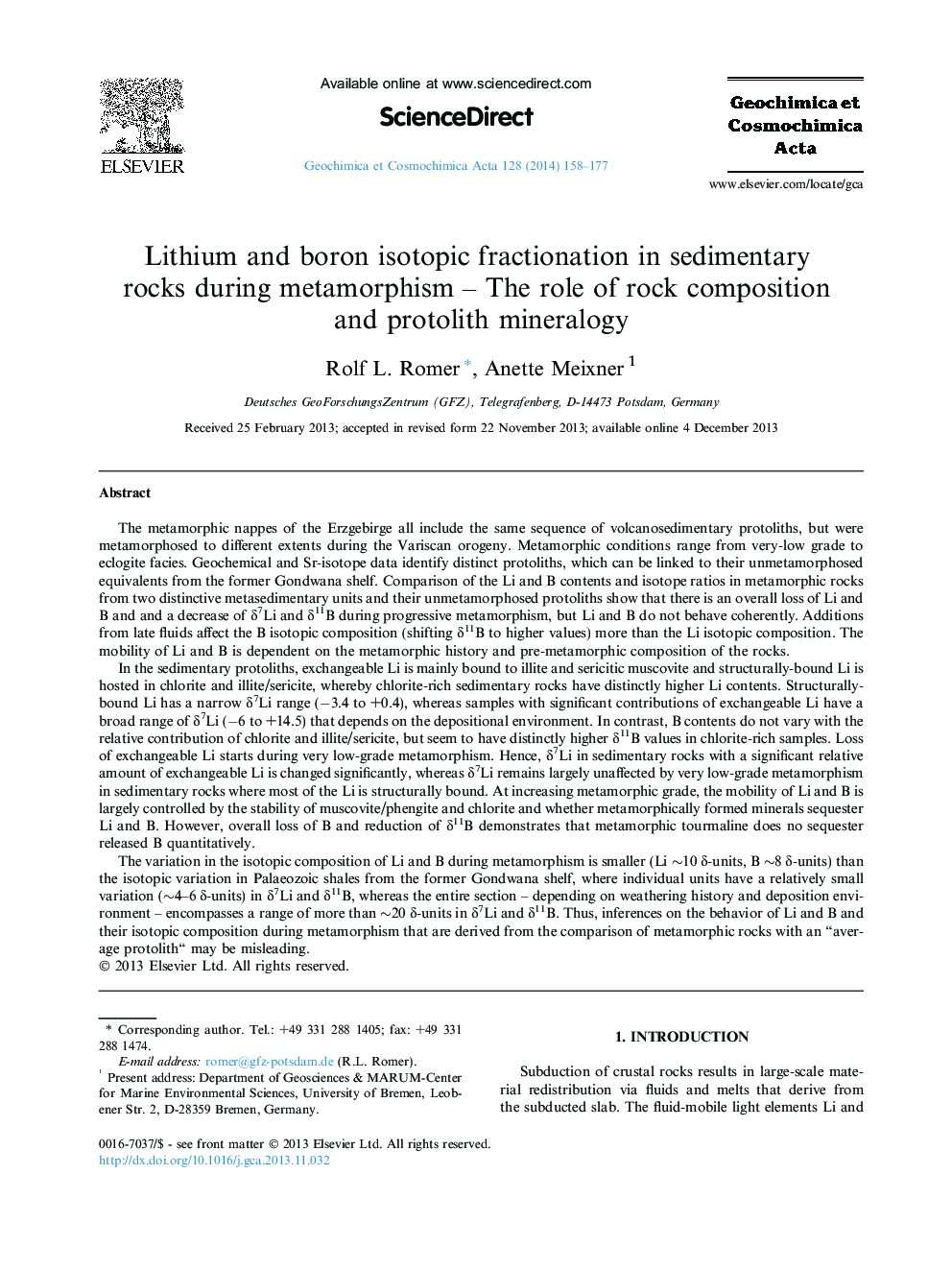 Lithium and boron isotopic fractionation in sedimentary rocks during metamorphism - The role of rock composition and protolith mineralogy