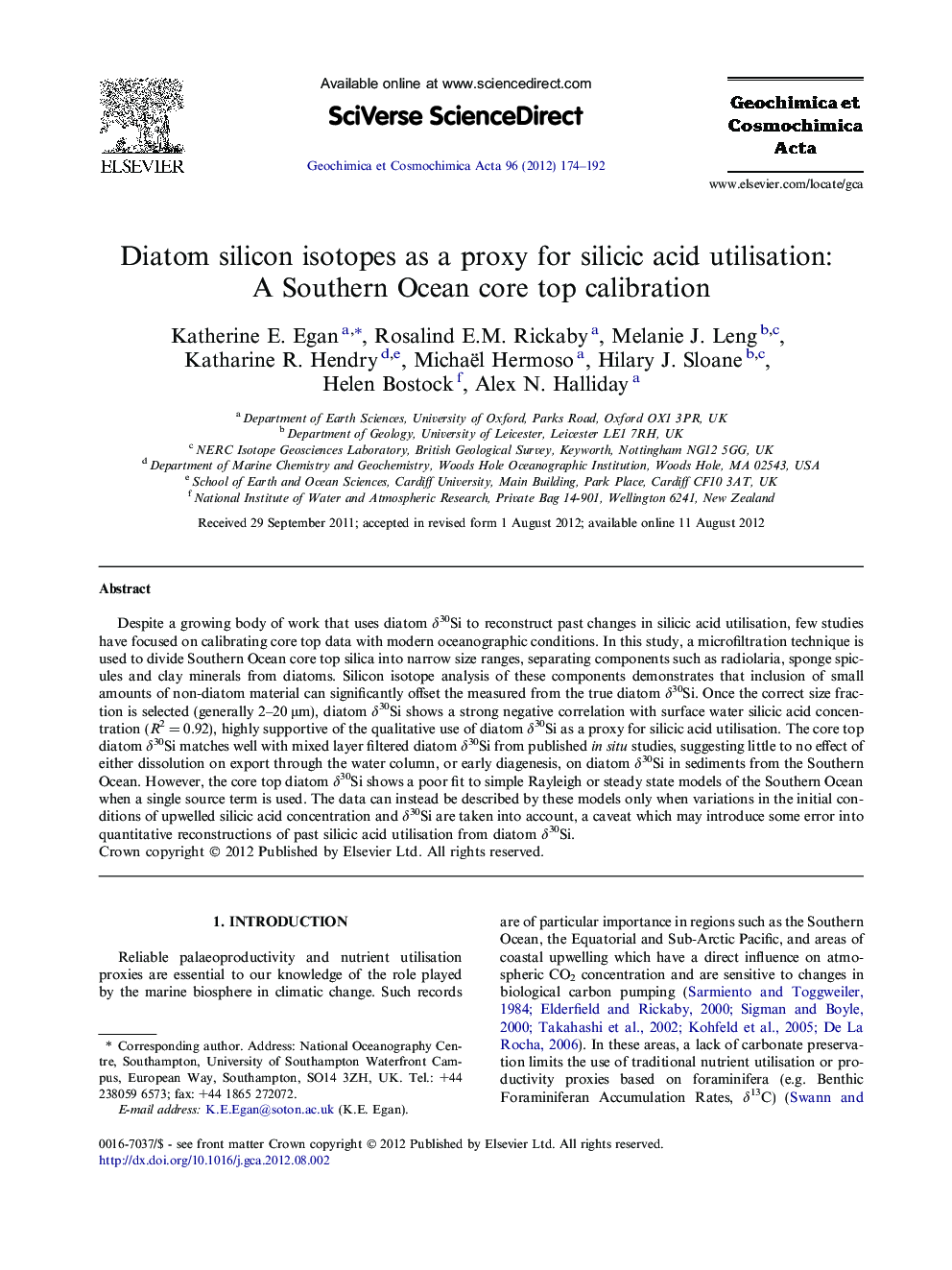 Diatom silicon isotopes as a proxy for silicic acid utilisation: A Southern Ocean core top calibration