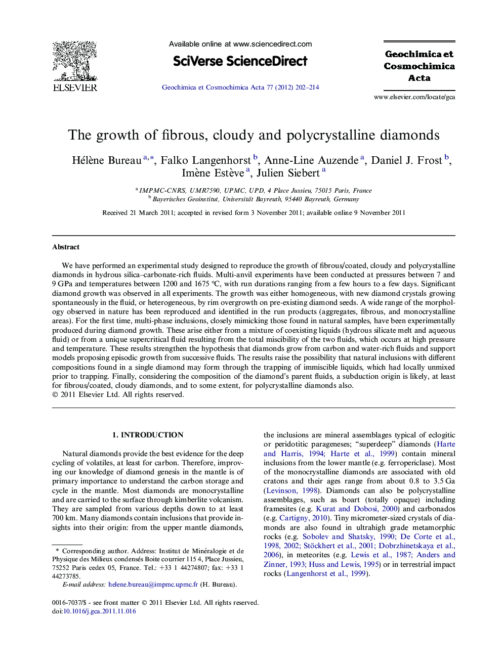 The growth of fibrous, cloudy and polycrystalline diamonds