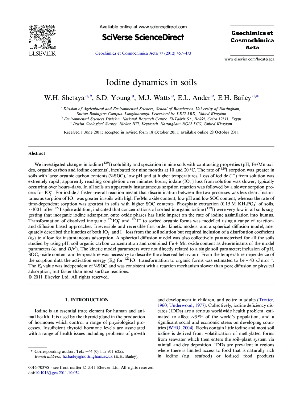 Iodine dynamics in soils