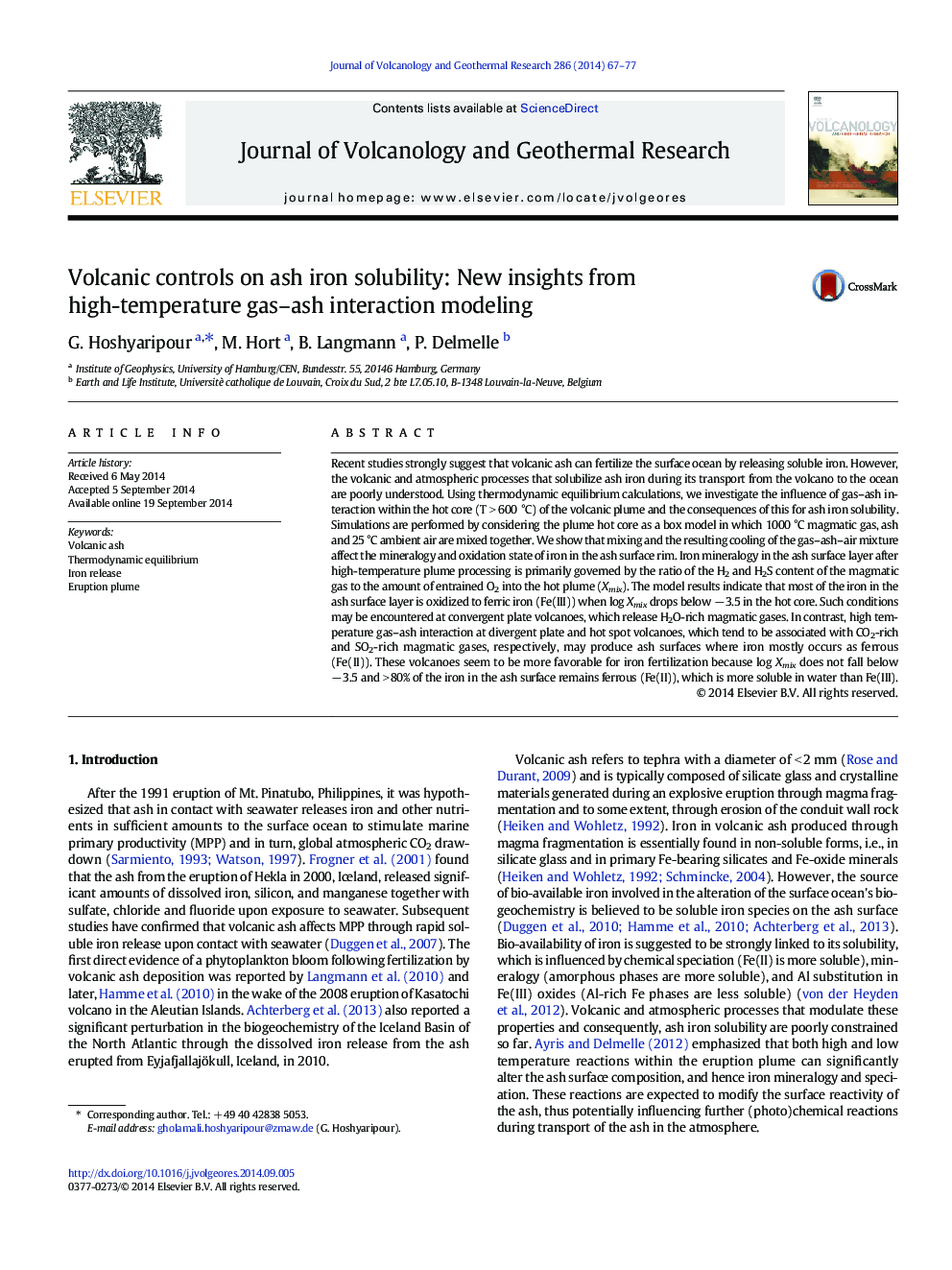 Volcanic controls on ash iron solubility: New insights from high-temperature gas-ash interaction modeling