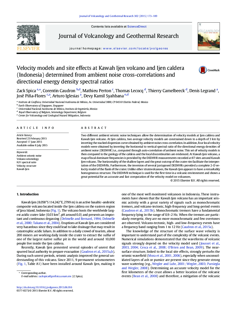 Velocity models and site effects at Kawah Ijen volcano and Ijen caldera (Indonesia) determined from ambient noise cross-correlations and directional energy density spectral ratios