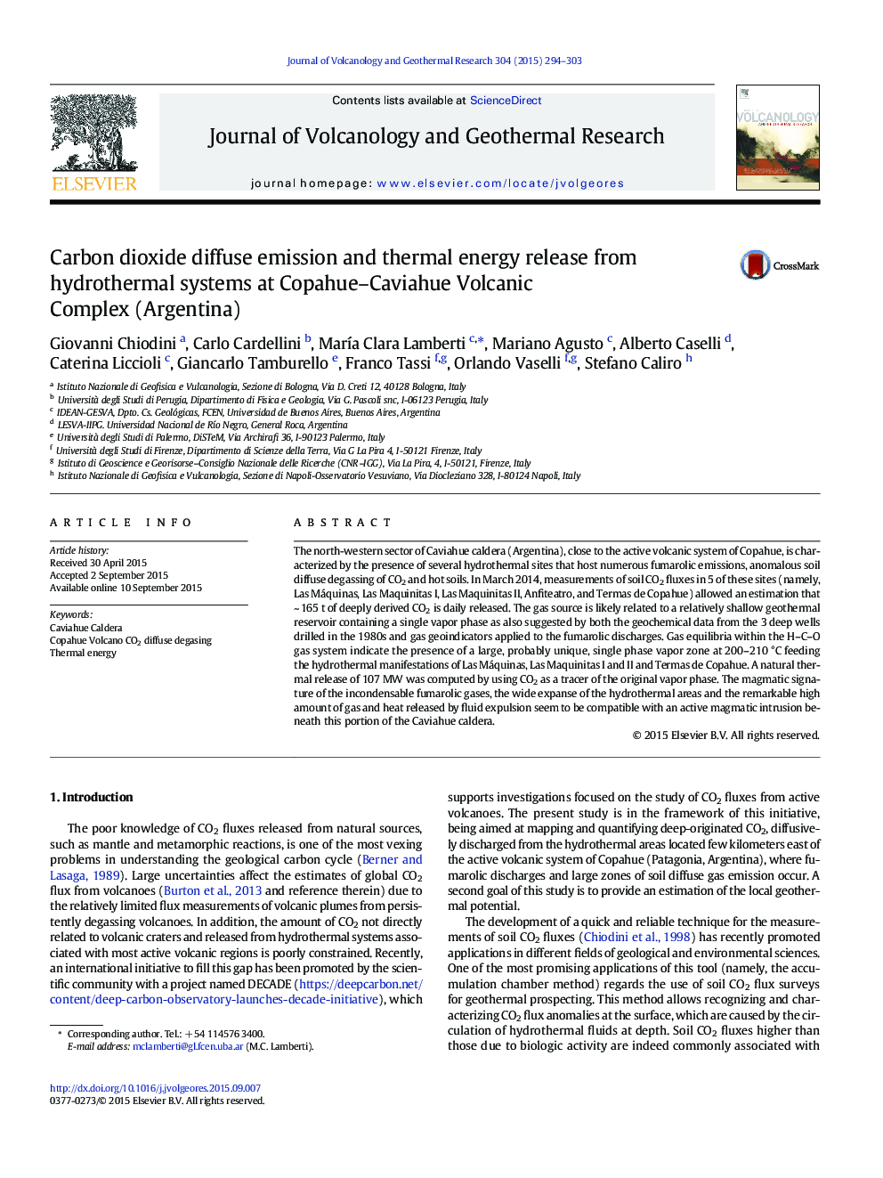 Carbon dioxide diffuse emission and thermal energy release from hydrothermal systems at Copahue-Caviahue Volcanic Complex (Argentina)