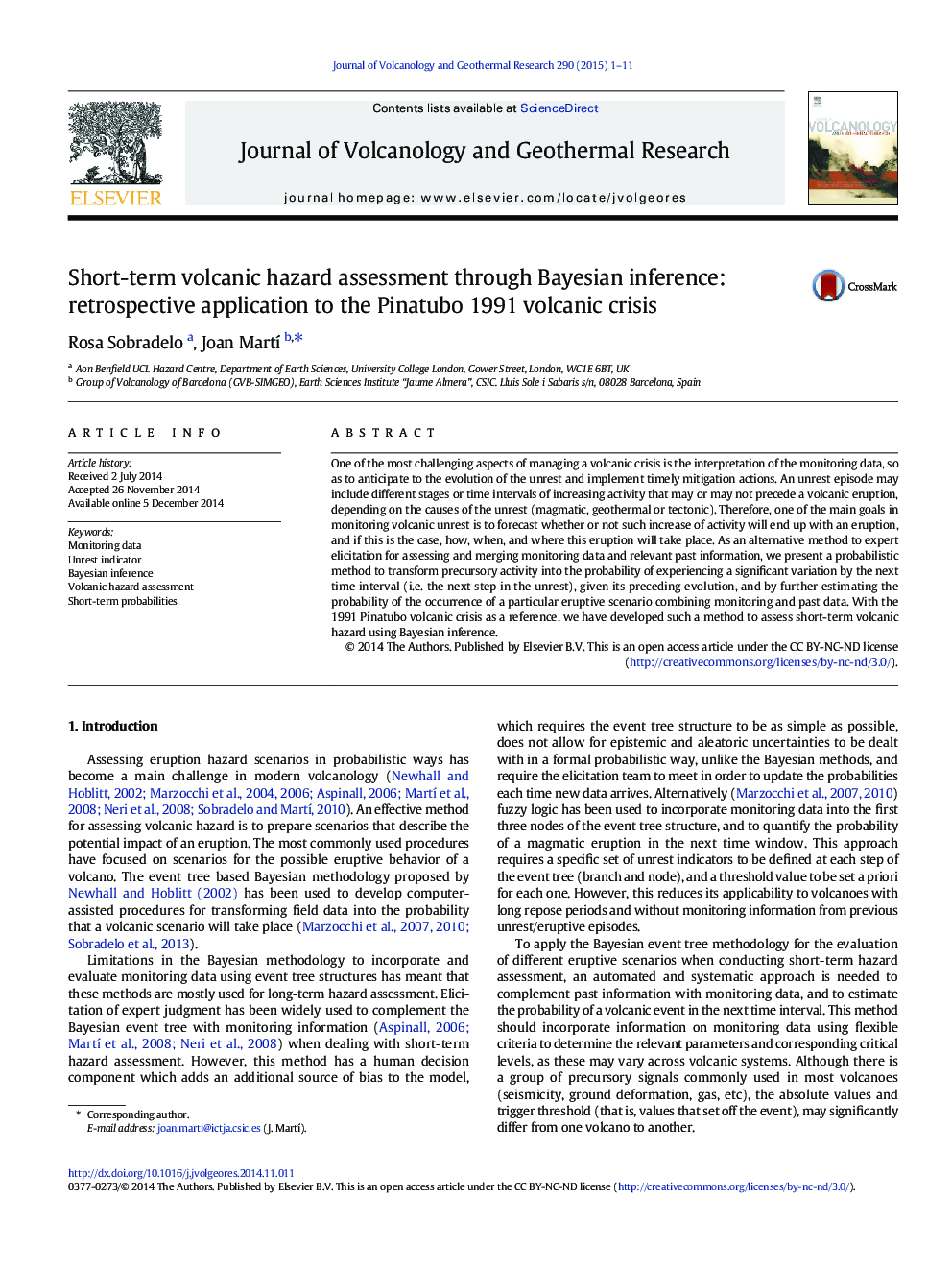 Short-term volcanic hazard assessment through Bayesian inference: retrospective application to the Pinatubo 1991 volcanic crisis