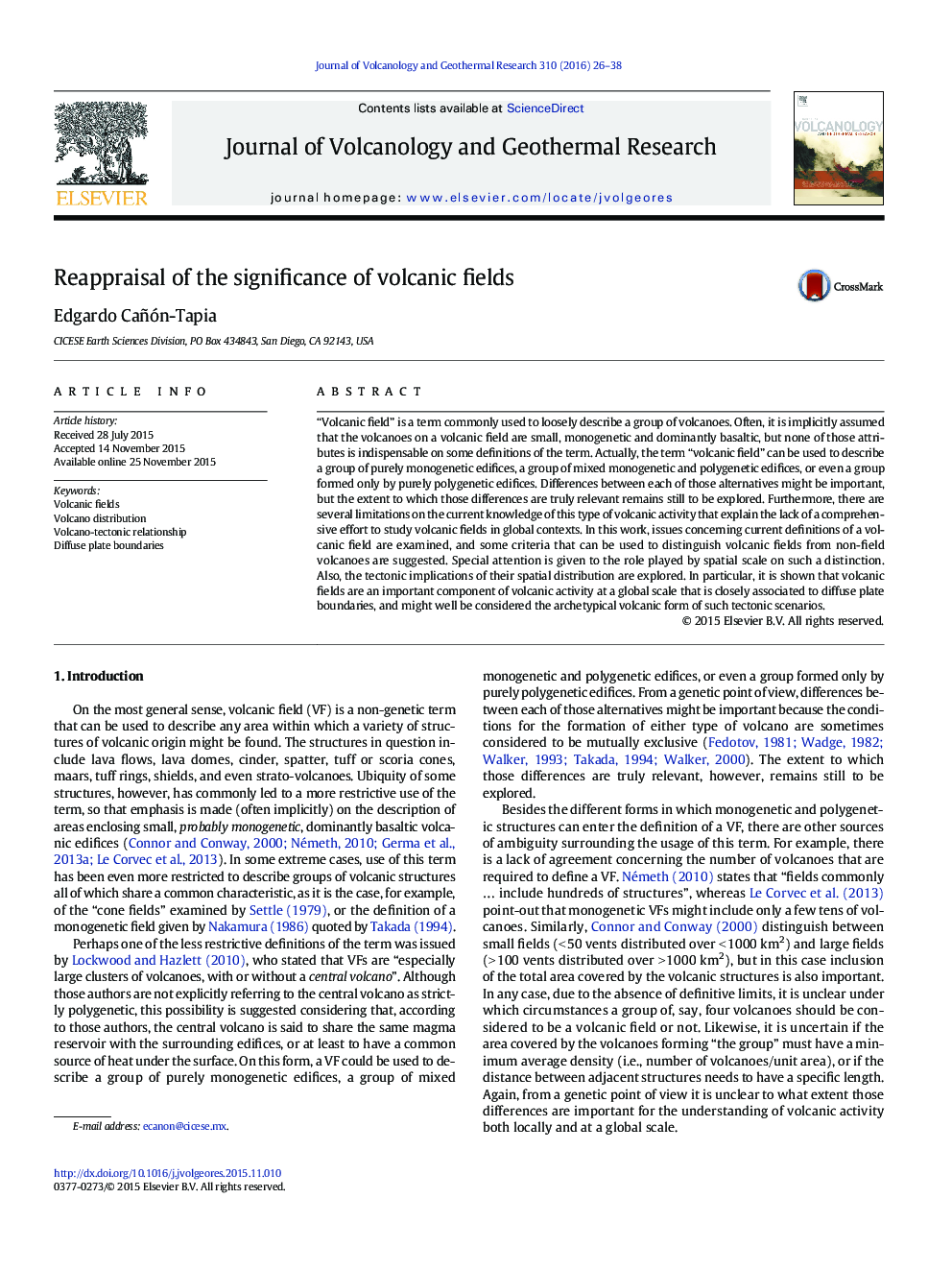 Reappraisal of the significance of volcanic fields