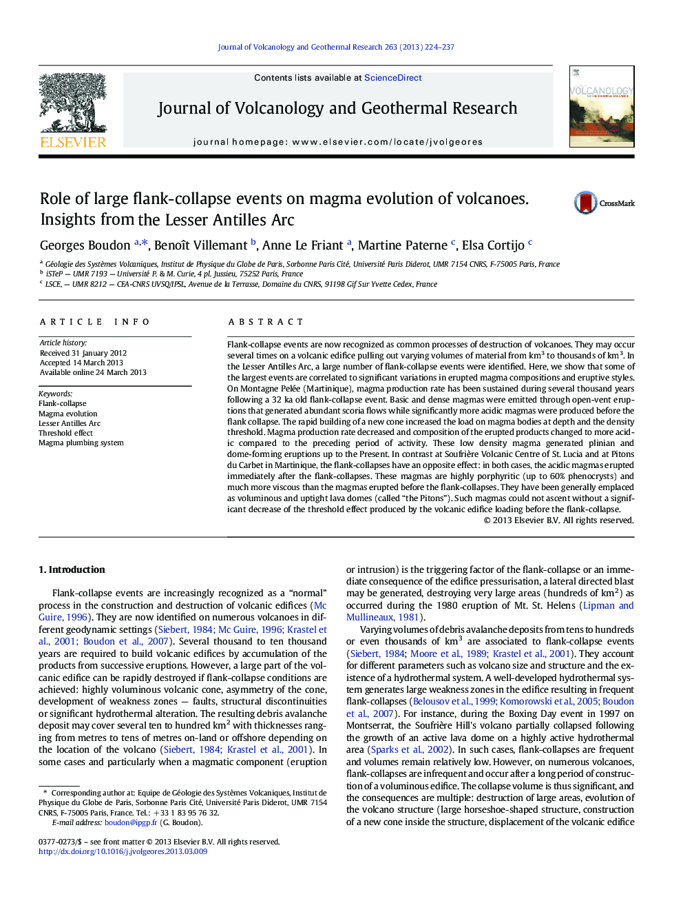 Role of large flank-collapse events on magma evolution of volcanoes. Insights from the Lesser Antilles Arc