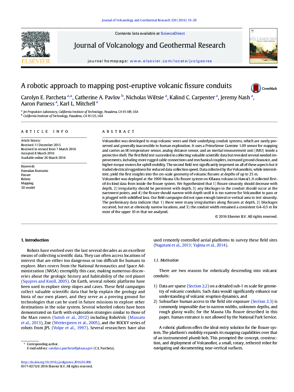 A robotic approach to mapping post-eruptive volcanic fissure conduits