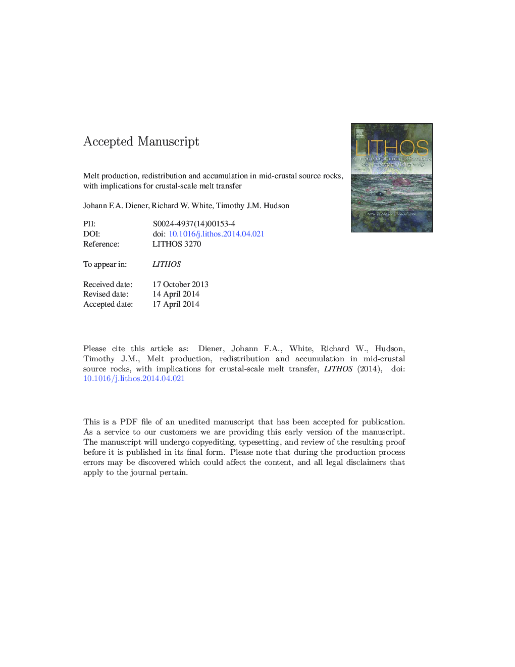 Melt production, redistribution and accumulation in mid-crustal source rocks, with implications for crustal-scale melt transfer