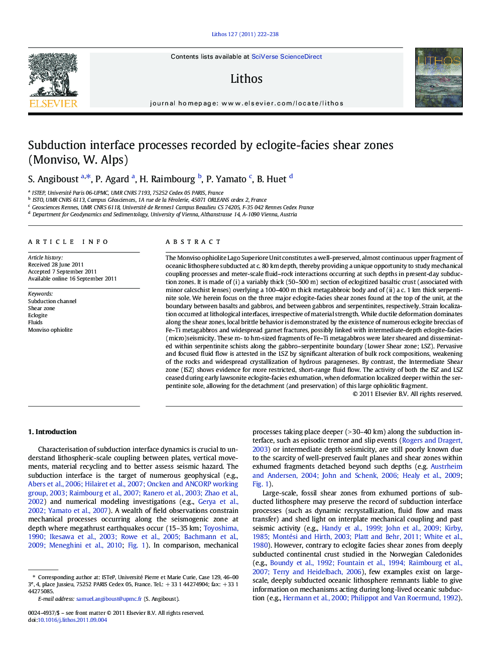 Subduction interface processes recorded by eclogite-facies shear zones (Monviso, W. Alps)