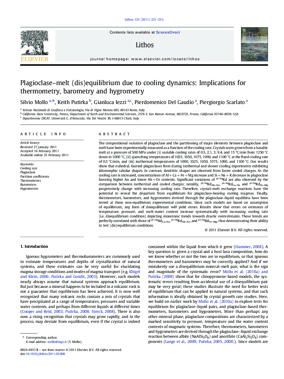 Plagioclase-melt (dis)equilibrium due to cooling dynamics: Implications for thermometry, barometry and hygrometry