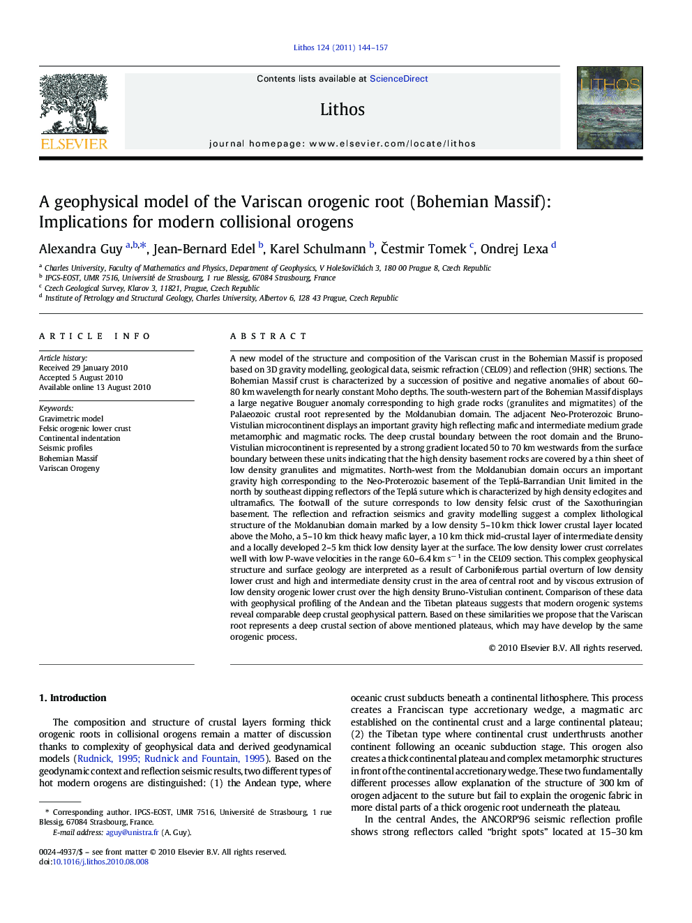 A geophysical model of the Variscan orogenic root (Bohemian Massif): Implications for modern collisional orogens