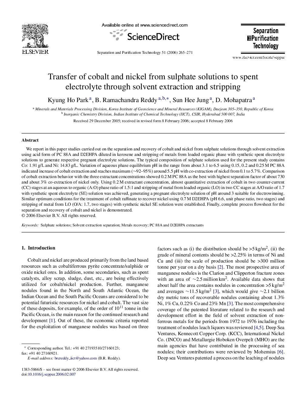 Transfer of cobalt and nickel from sulphate solutions to spent electrolyte through solvent extraction and stripping