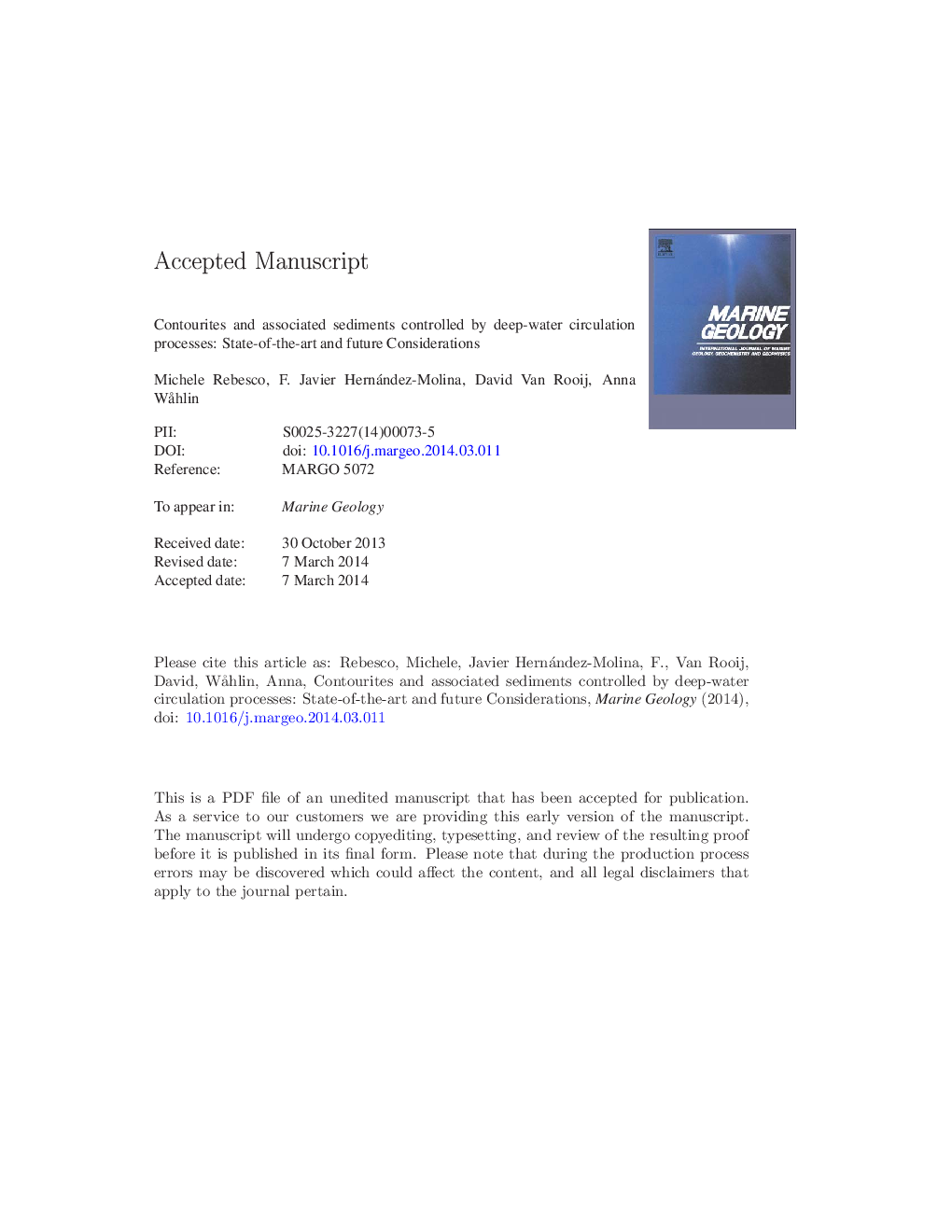 Contourites and associated sediments controlled by deep-water circulation processes: State-of-the-art and future considerations