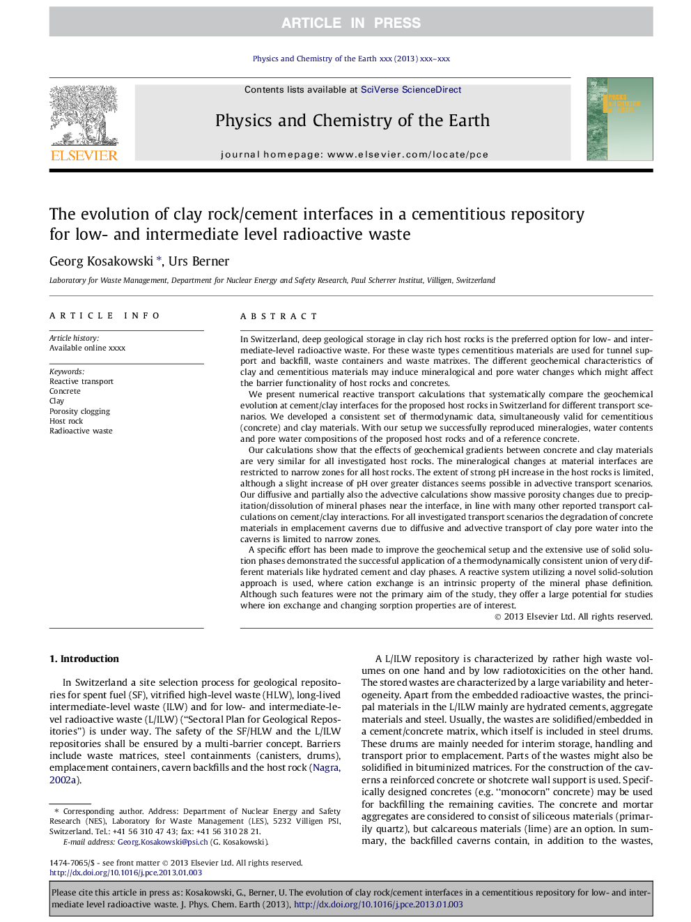 The evolution of clay rock/cement interfaces in a cementitious repository for low- and intermediate level radioactive waste