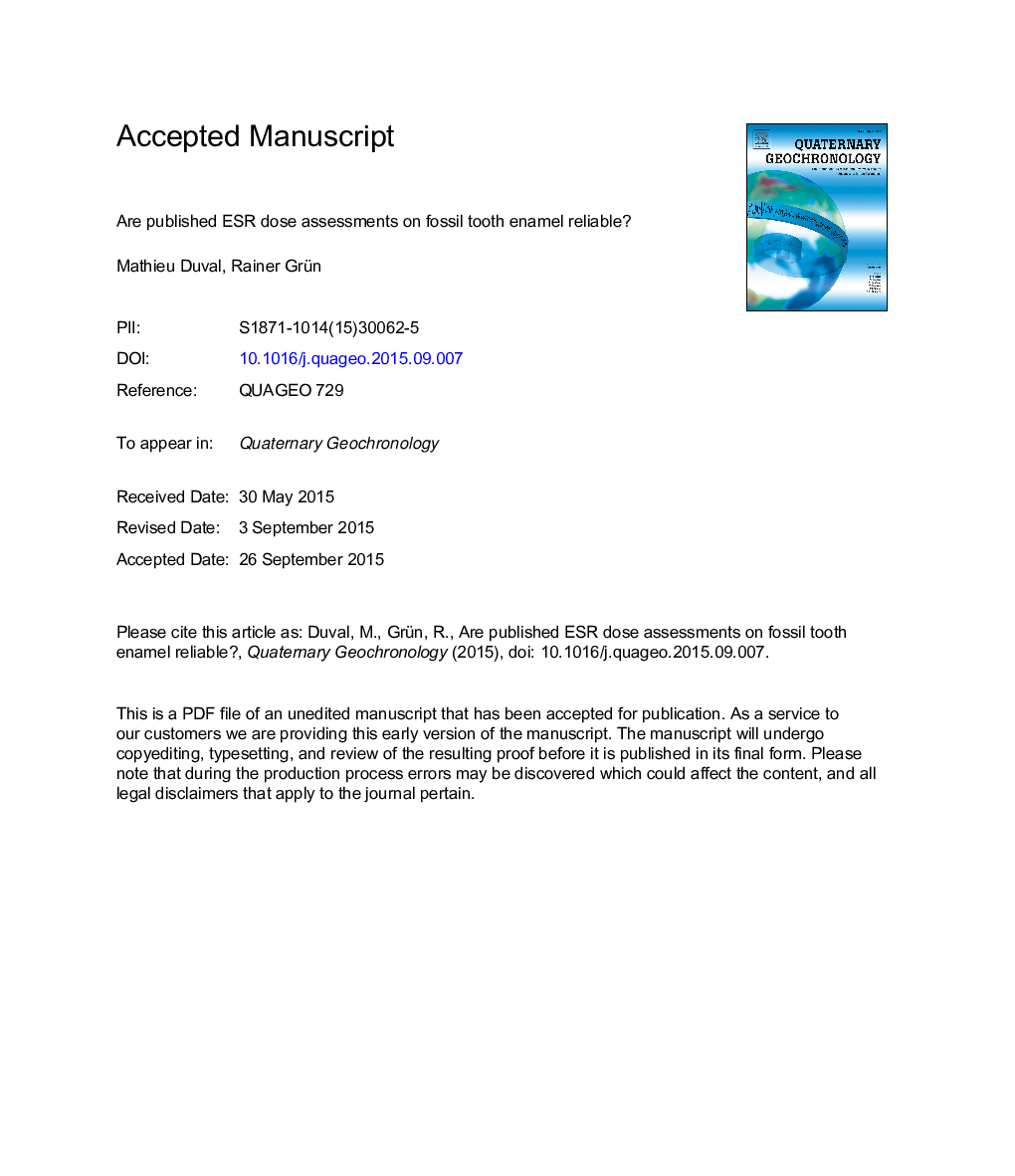 Are published ESR dose assessments on fossil tooth enamel reliable?