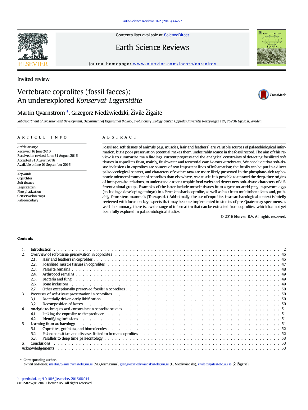 Vertebrate coprolites (fossil faeces): An underexplored Konservat-Lagerstätte