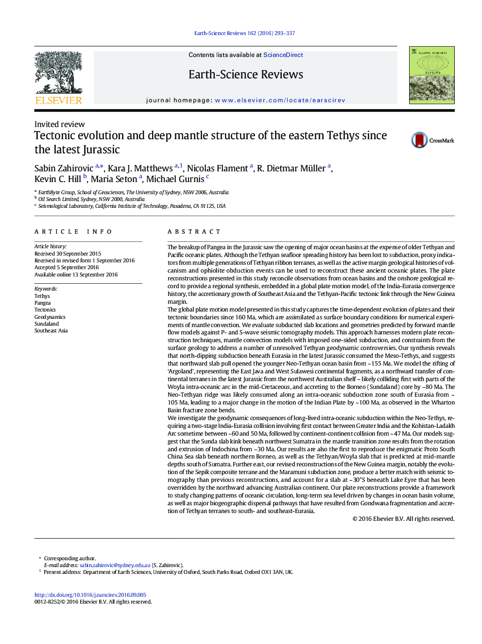 Invited reviewTectonic evolution and deep mantle structure of the eastern Tethys since the latest Jurassic