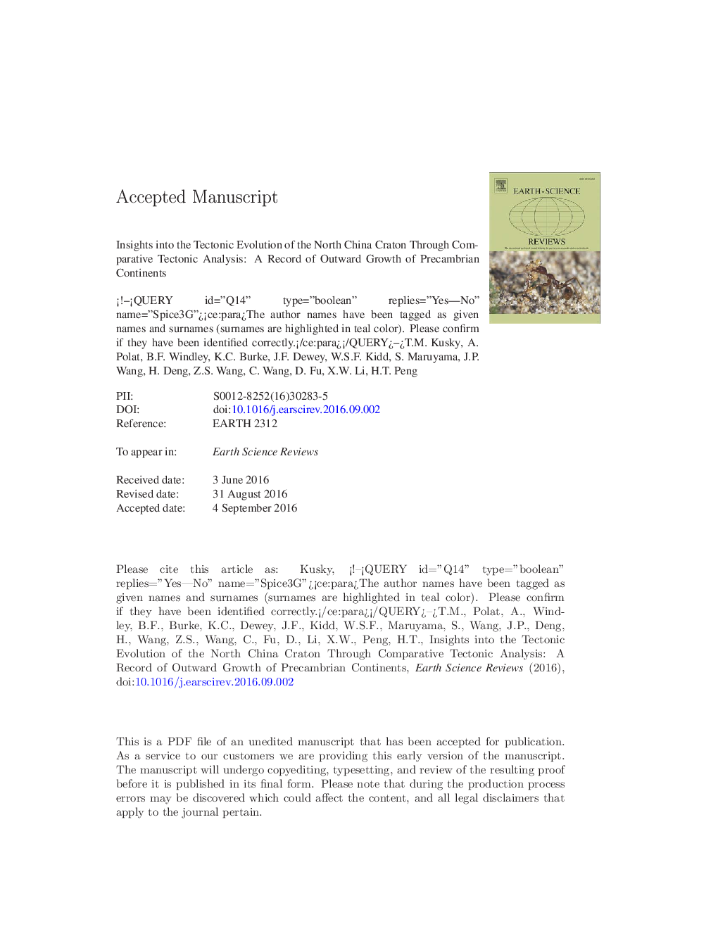 Insights into the tectonic evolution of the North China Craton through comparative tectonic analysis: A record of outward growth of Precambrian continents