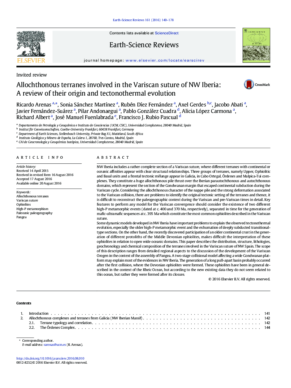 Allochthonous terranes involved in the Variscan suture of NW Iberia: A review of their origin and tectonothermal evolution