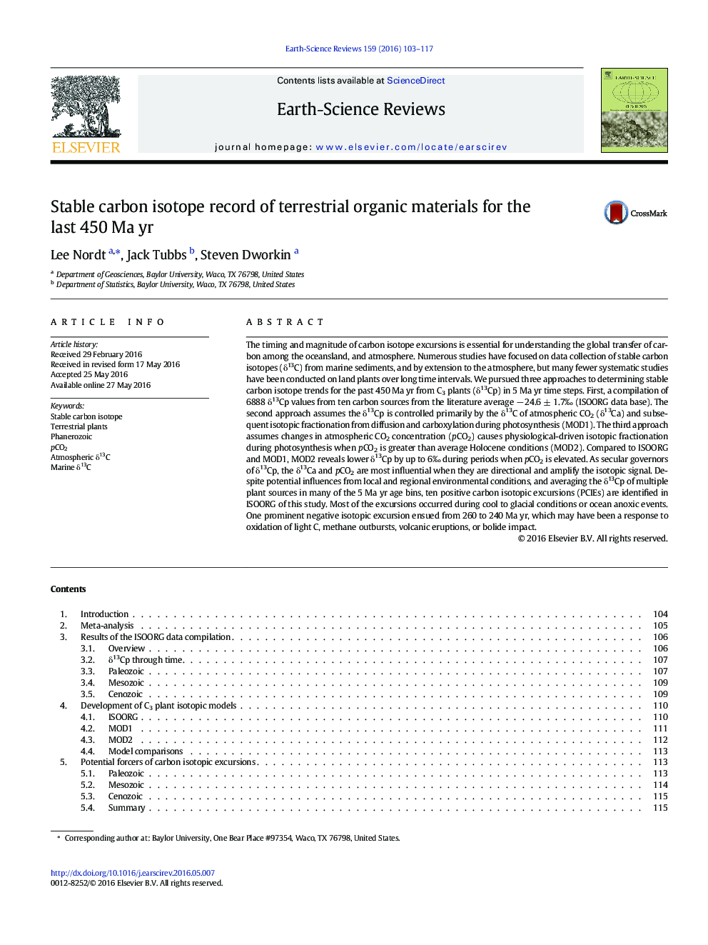 Stable carbon isotope record of terrestrial organic materials for the last 450Â MaÂ yr