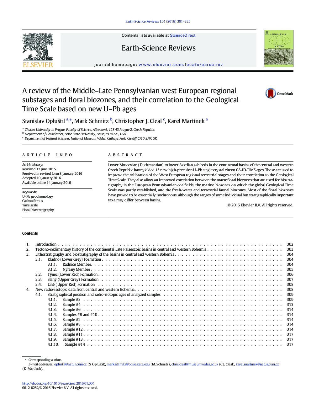 A review of the Middle-Late Pennsylvanian west European regional substages and floral biozones, and their correlation to the Geological Time Scale based on new U-Pb ages