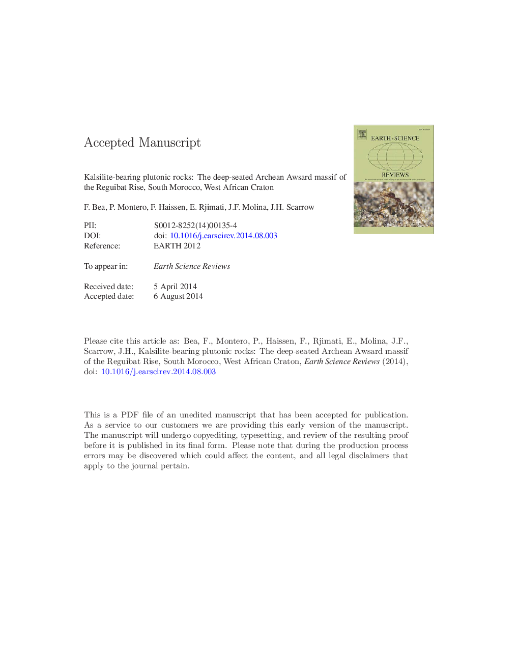 Kalsilite-bearing plutonic rocks: The deep-seated Archean Awsard massif of the Reguibat Rise, South Morocco, West African Craton