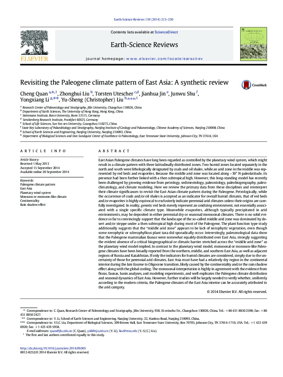 Revisiting the Paleogene climate pattern of East Asia: A synthetic review