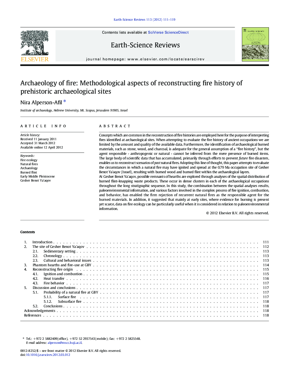 Archaeology of fire: Methodological aspects of reconstructing fire history of prehistoric archaeological sites