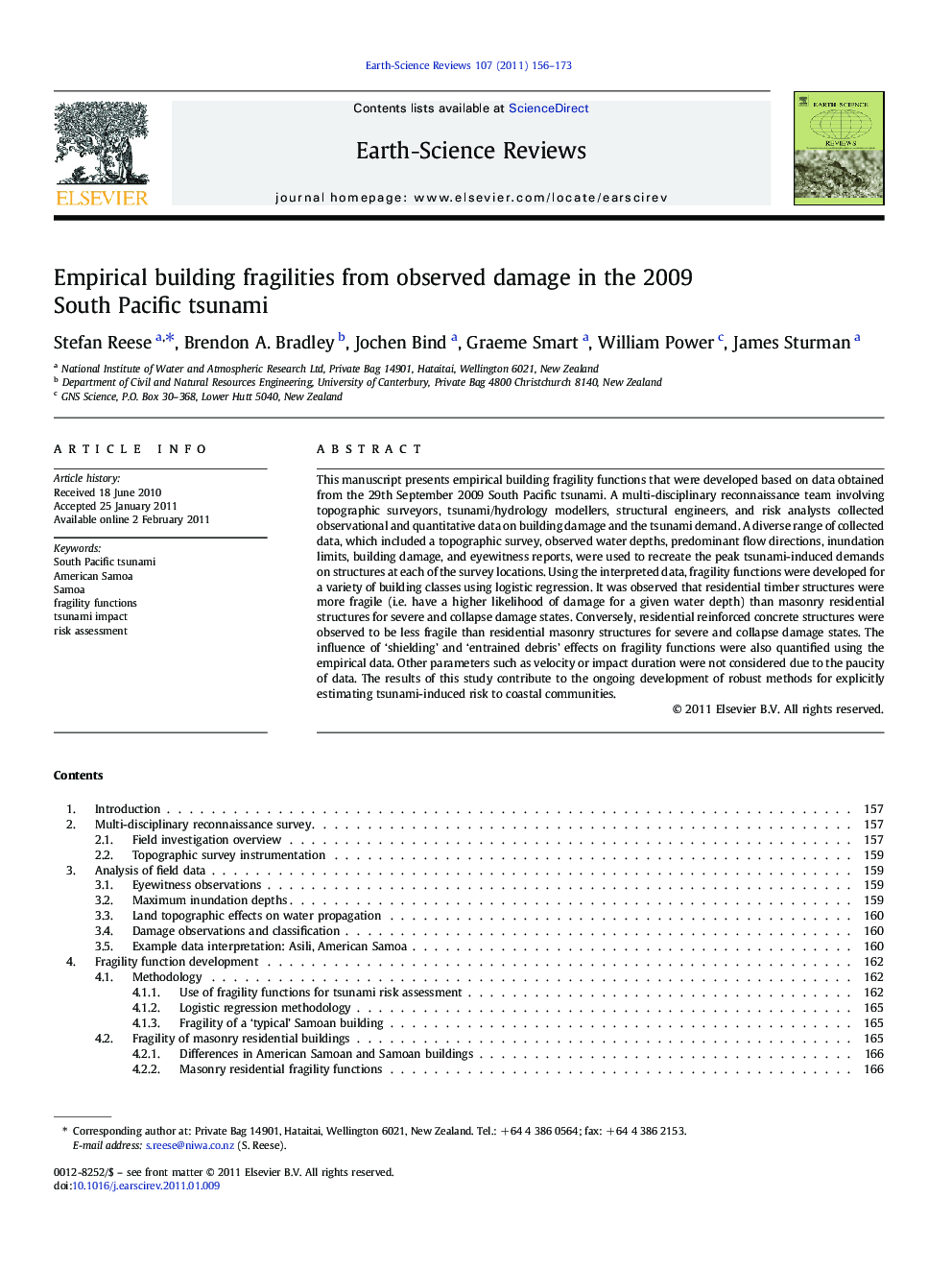 Empirical building fragilities from observed damage in the 2009 South Pacific tsunami