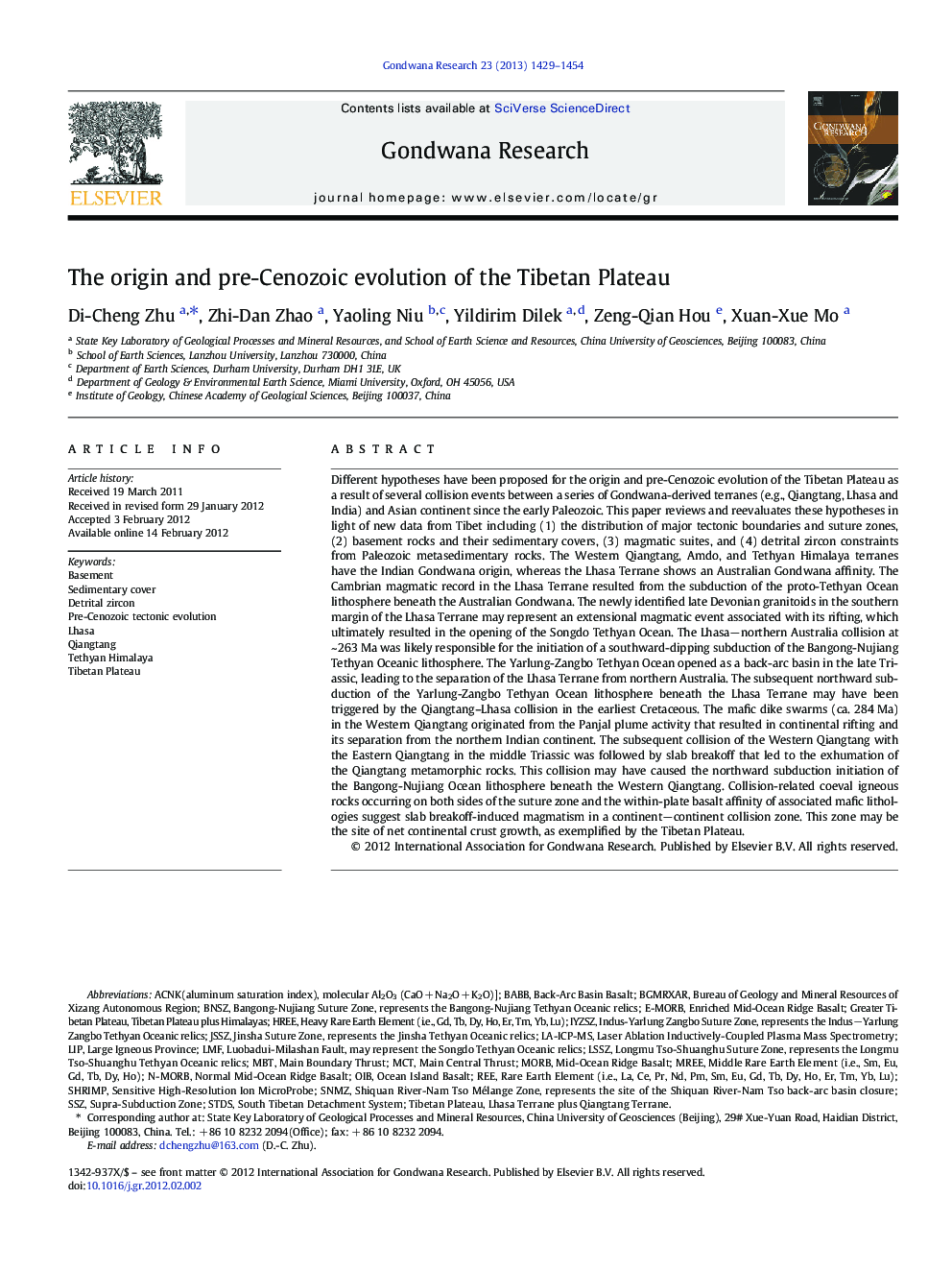 The origin and pre-Cenozoic evolution of the Tibetan Plateau