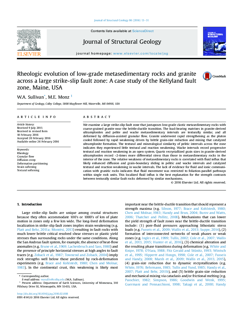 Rheologic evolution of low-grade metasedimentary rocks and granite across a large strike-slip fault zone: A case study of the Kellyland fault zone, Maine, USA