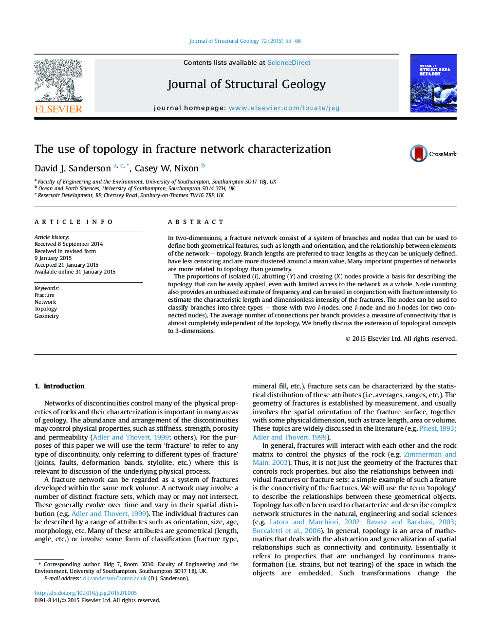 The use of topology in fracture network characterization