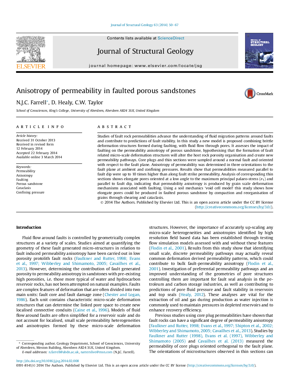 Anisotropy of permeability in faulted porous sandstones