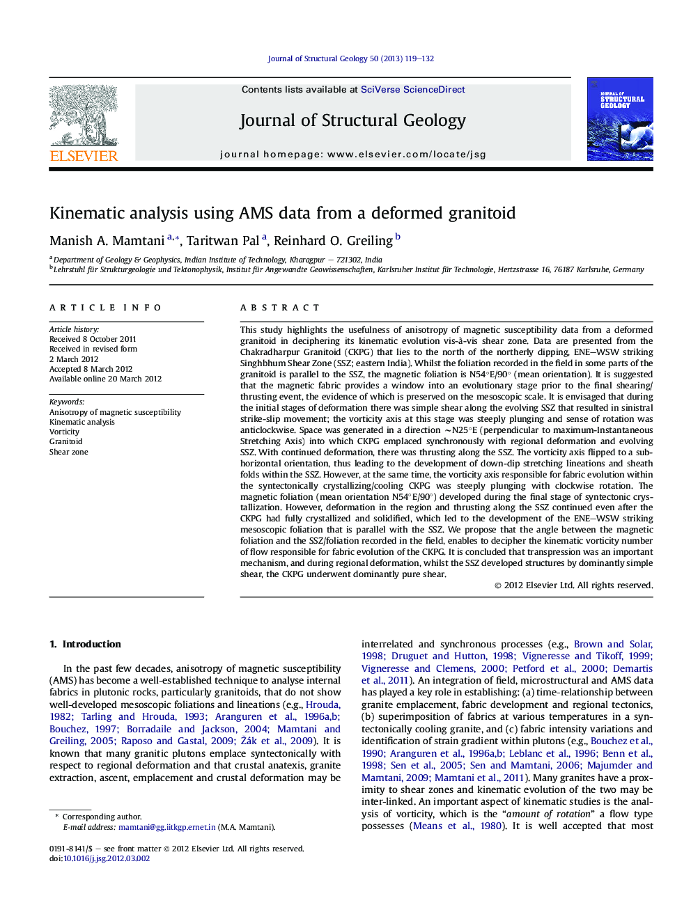 Kinematic analysis using AMS data from a deformed granitoid